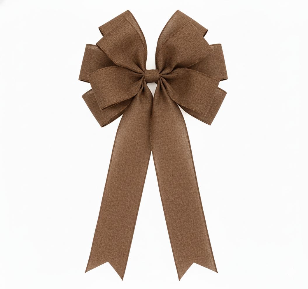10 Loop Burlap Bow Brown