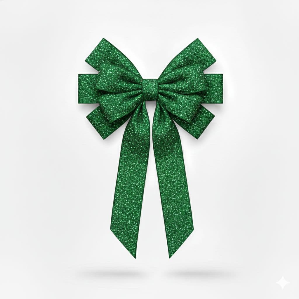10 Loop Glitter Bow Emerald