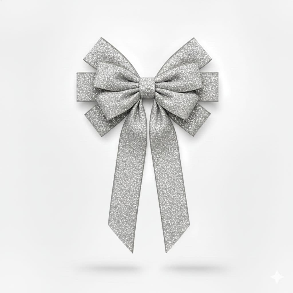 10 Loop Glitter Bow Silver