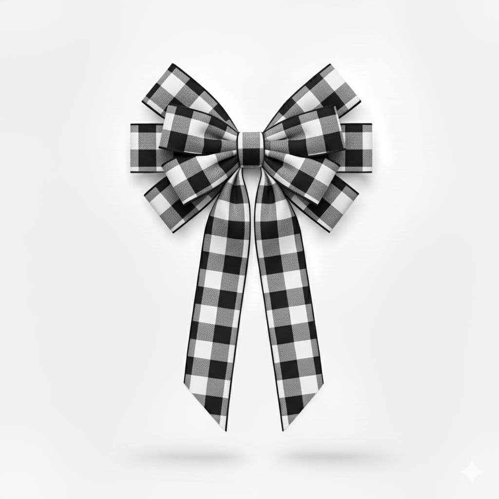 10 Loop Plaid Bow Buffalo Check Black