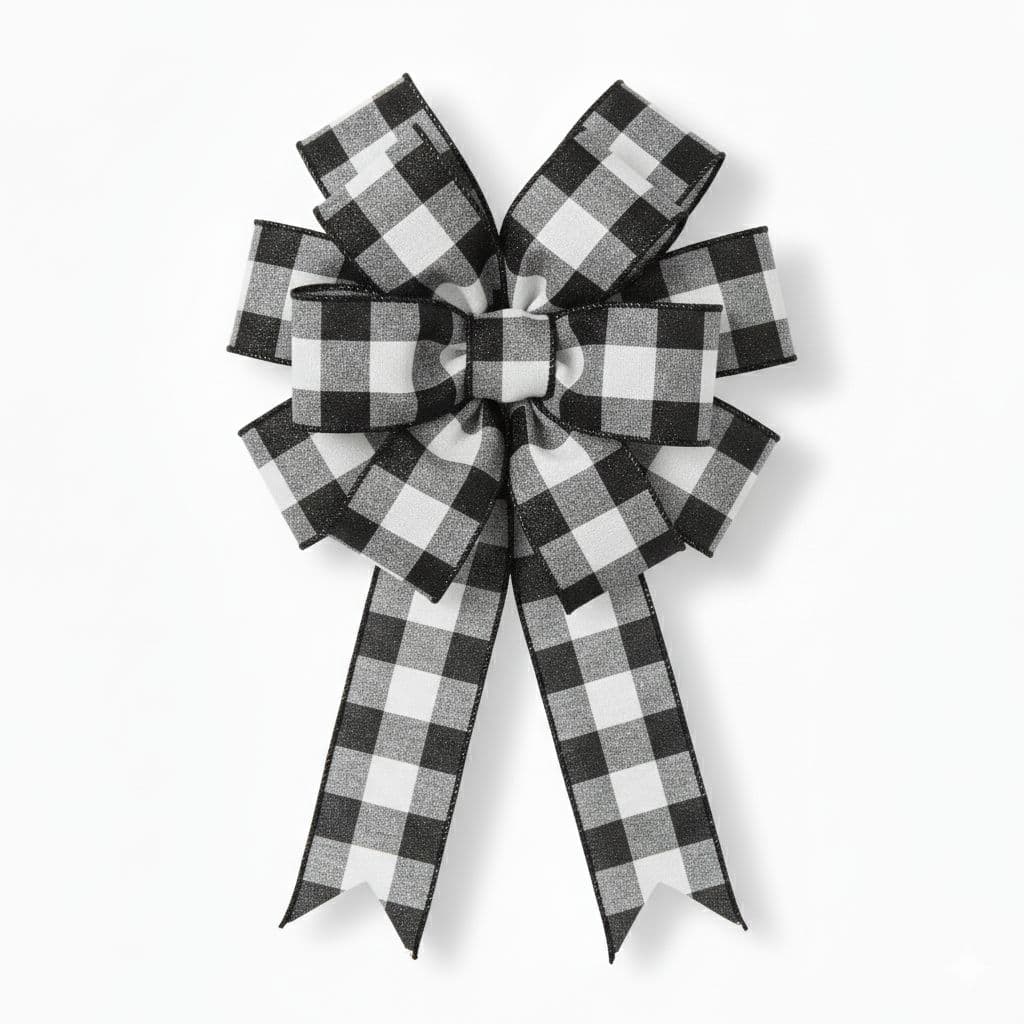 12 Loop Plaid Bow Buffalo Check Black