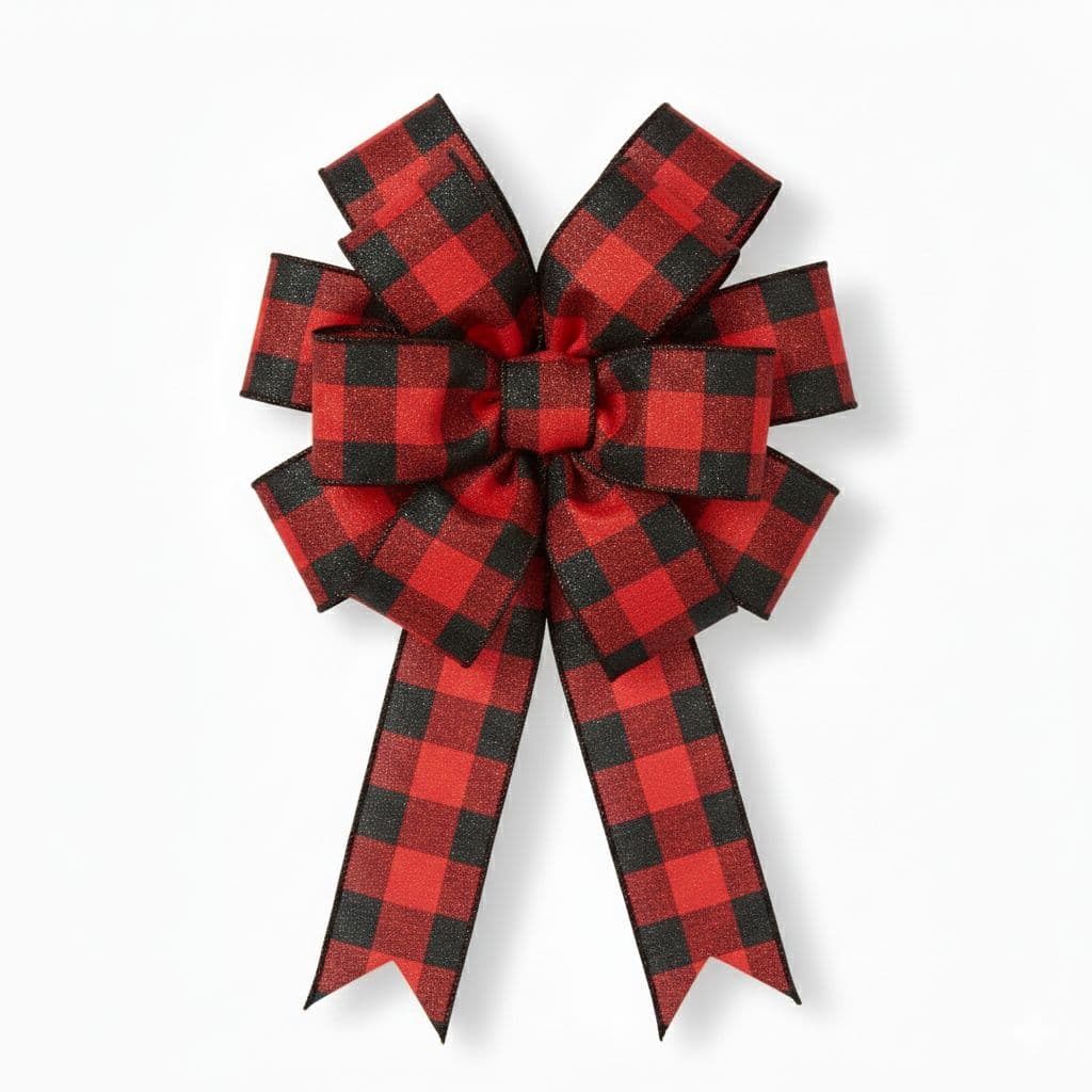 12 Loop Plaid Bow Buffalo Check Red