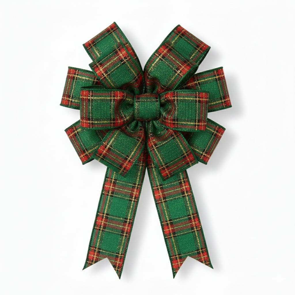 12 Loop Plaid Bow Green Plaid