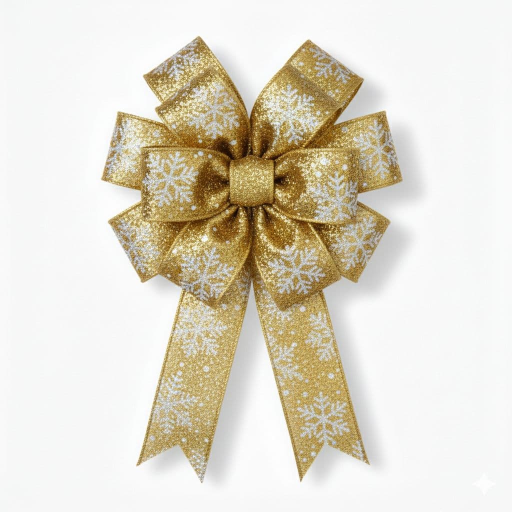 12 Loop Snowflake Bow Gold