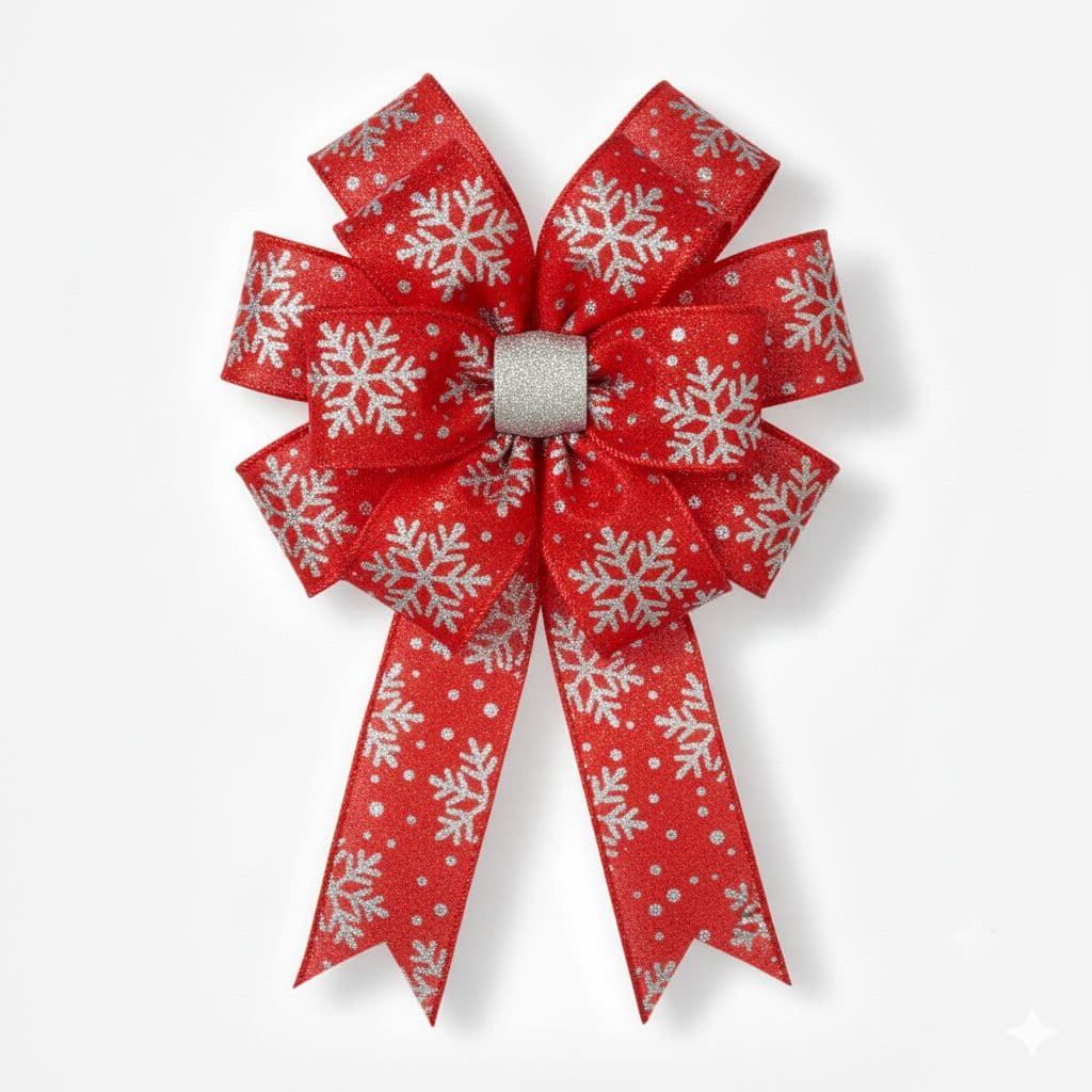 12 Loop Snowflake Bow Red