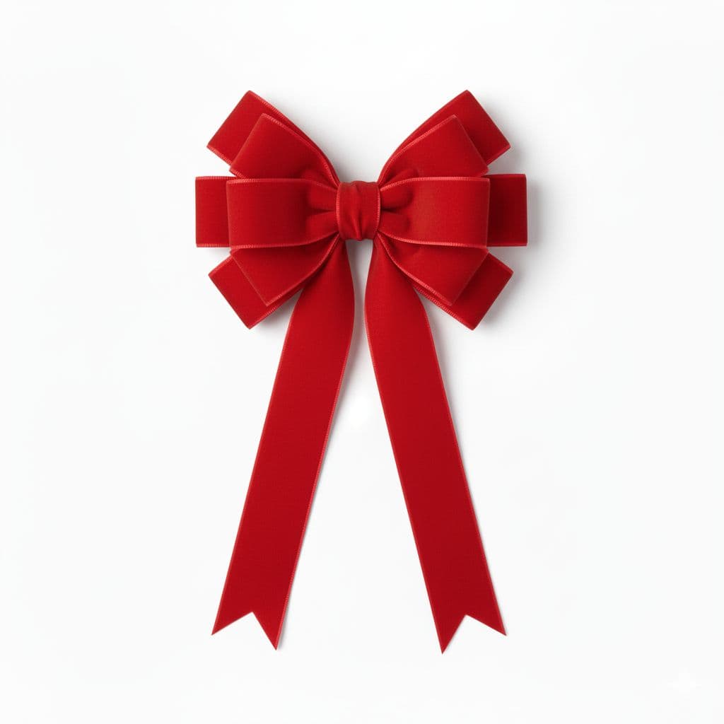 12 Loop Velvet Bow Red