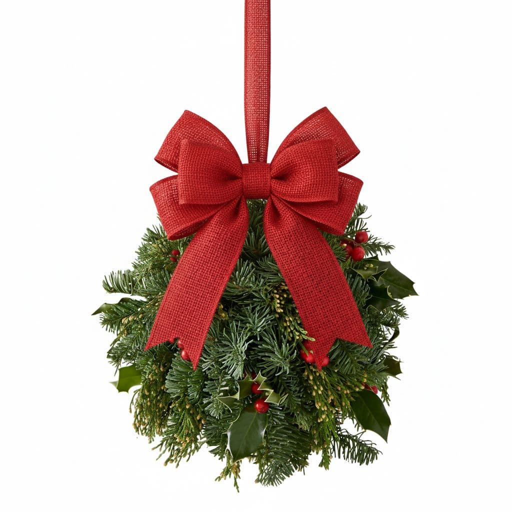 6 Loop Kissing Ball Bow Red