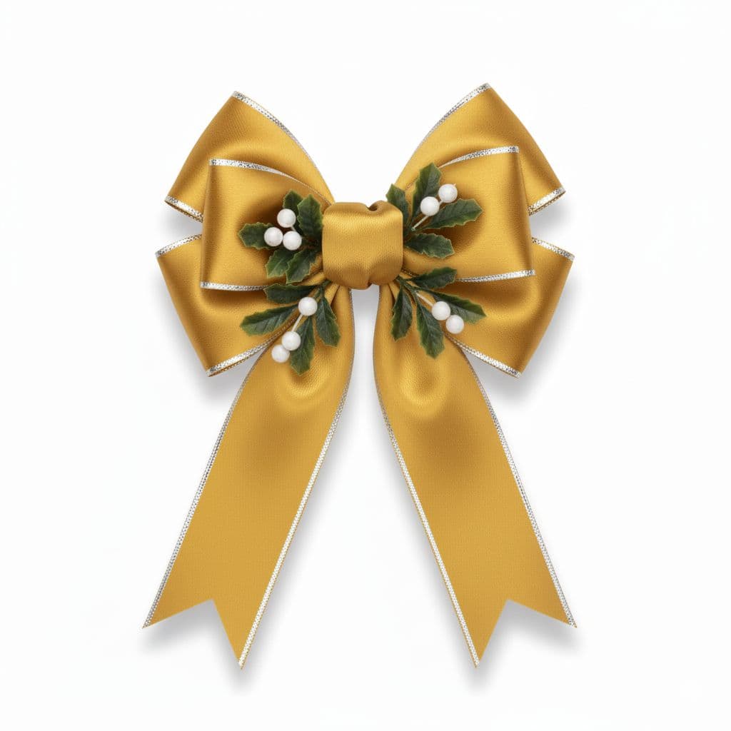 6 Loop Mistletoe Bow Gold