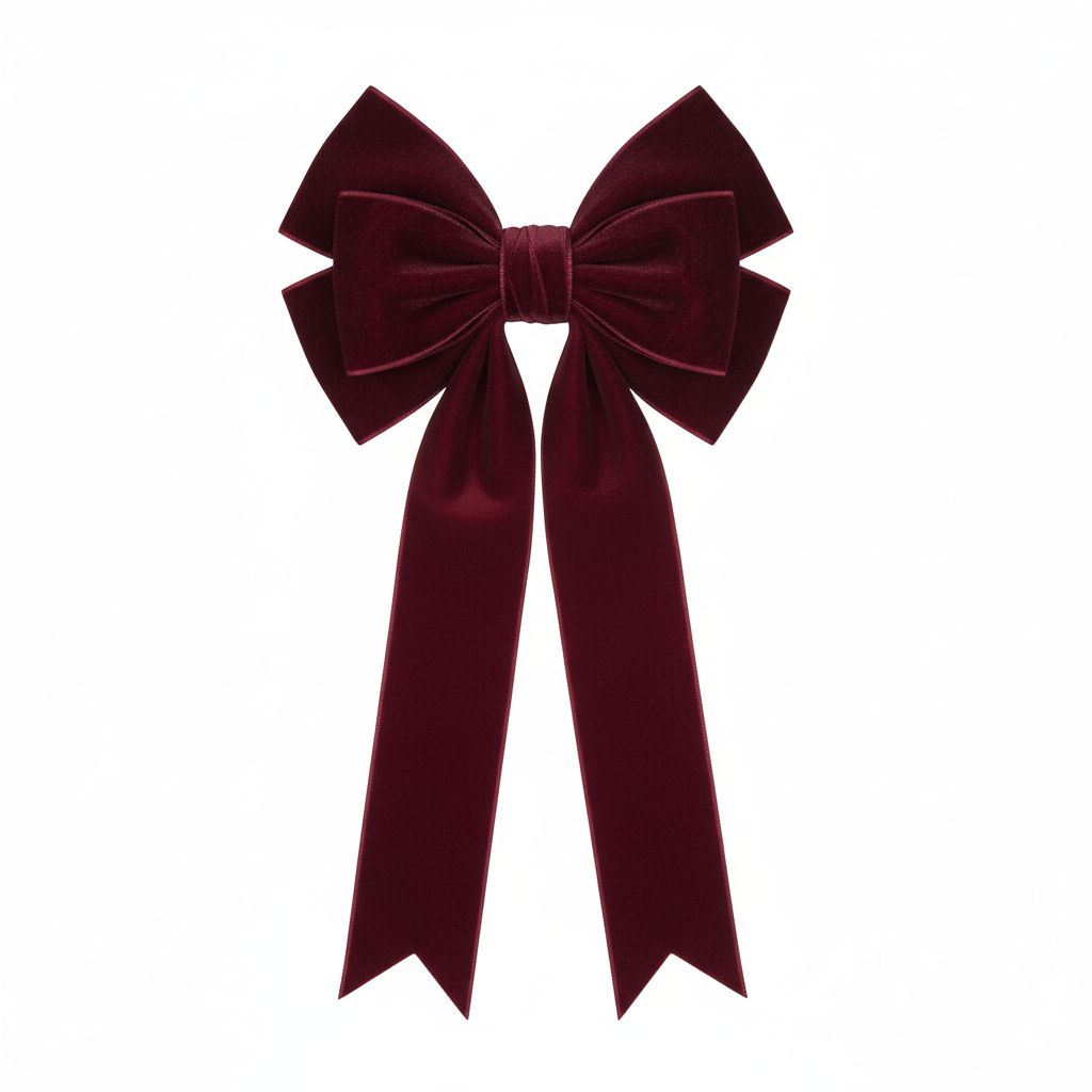 6 Loop Velvet Bow Burgundy