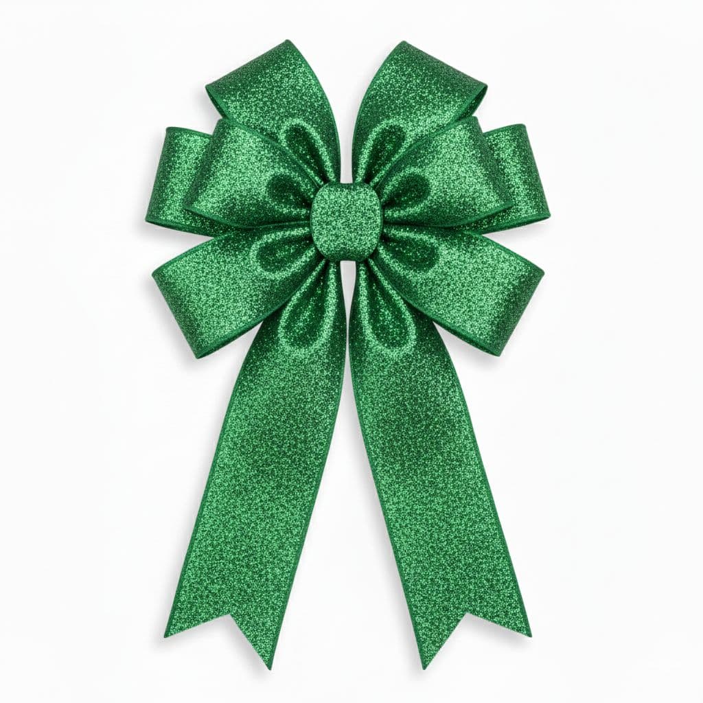 8 Loop Glitter Bow Emerald