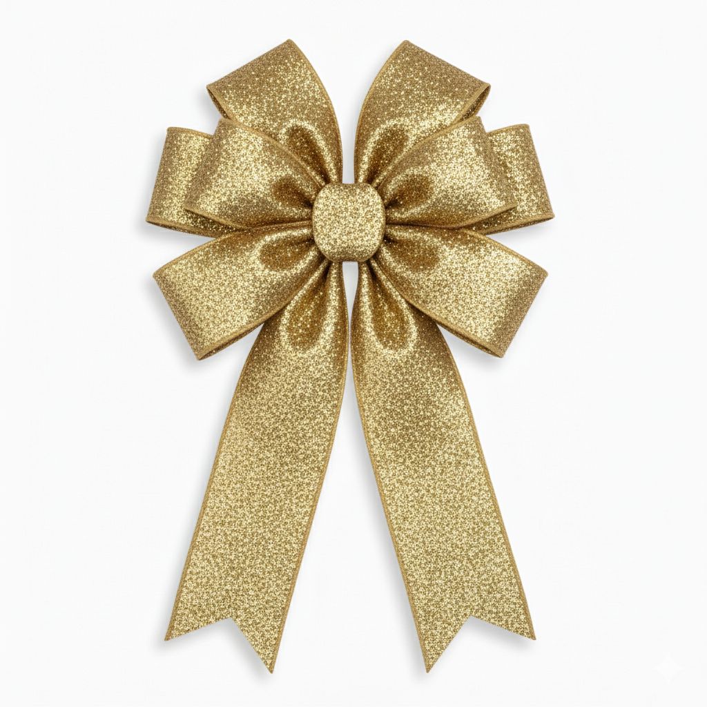 8 Loop Glitter Bow Gold