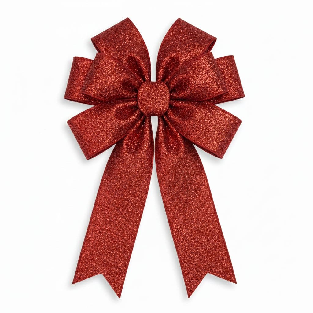 8 Loop Glitter Bow Red