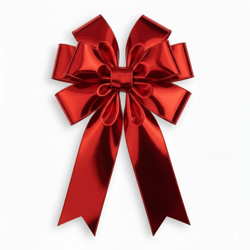 8 Loop Metallic Bow Red