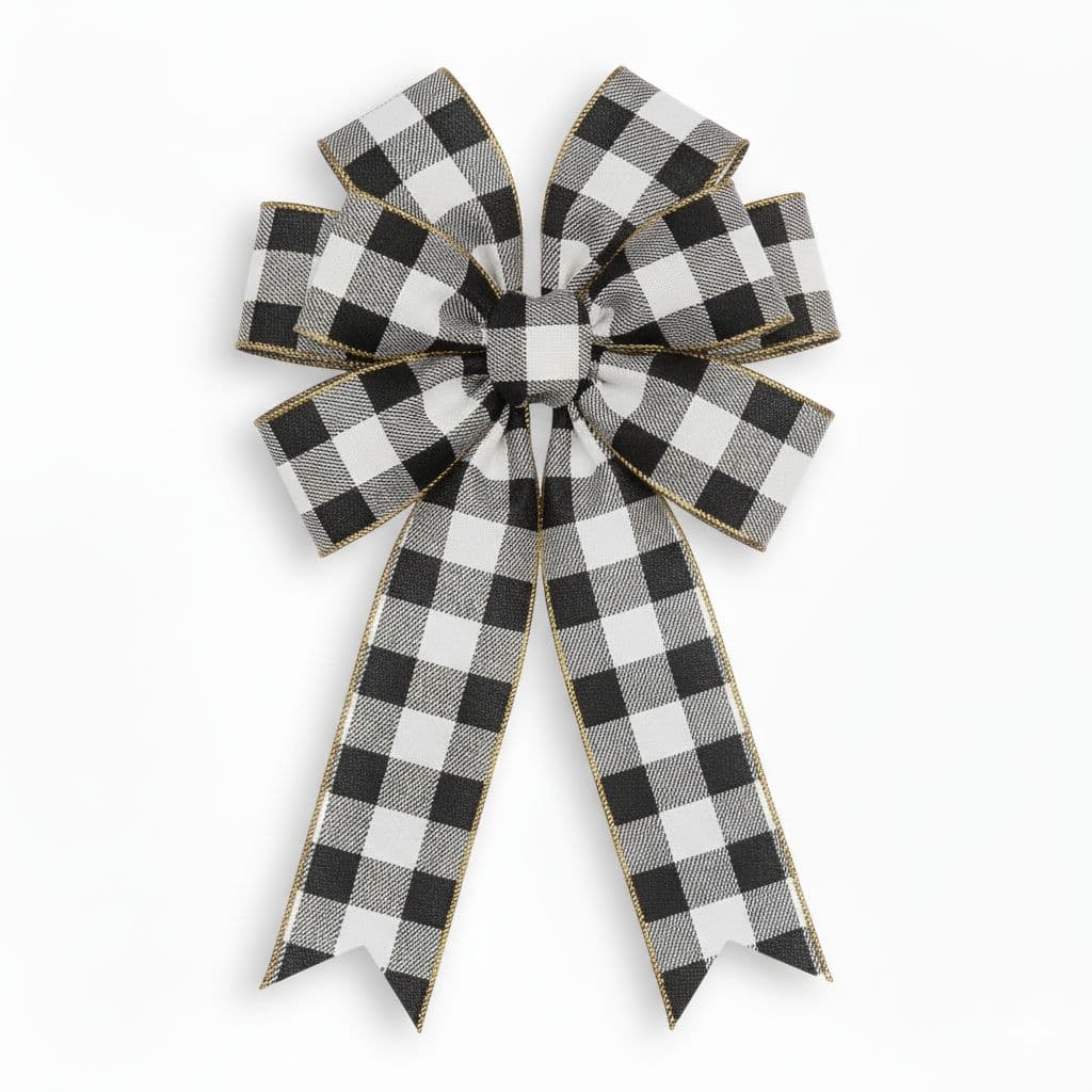 8 Loop Plaid Bow Buffalo Check Black