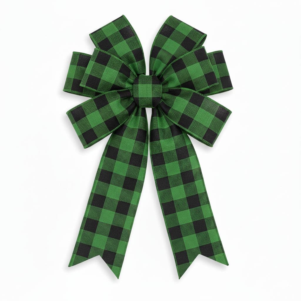 8 Loop Plaid Bow Green Plaid