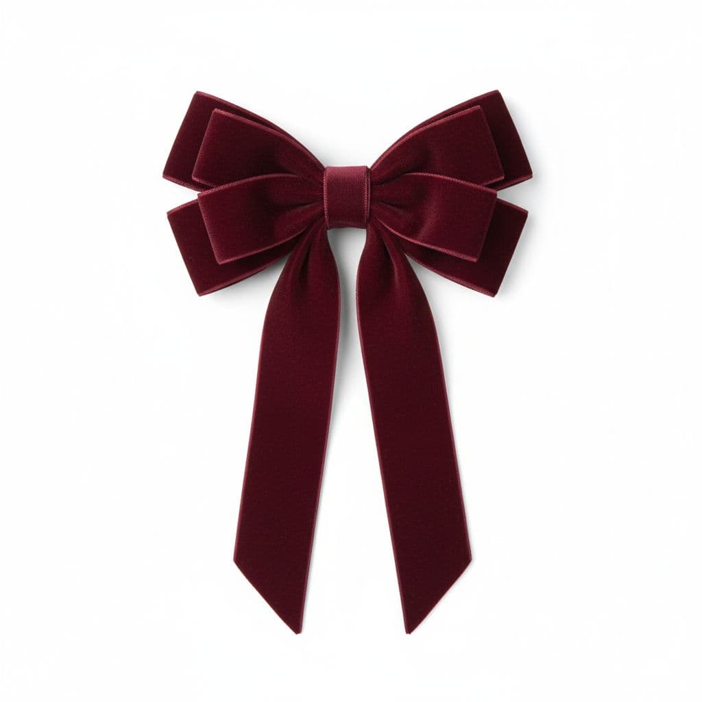 8 Loop Velvet Bow Burgundy