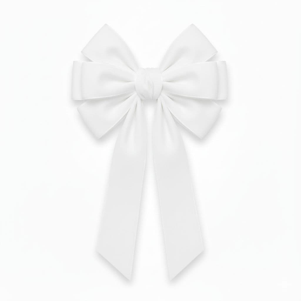 8 Loop Velvet Bow White