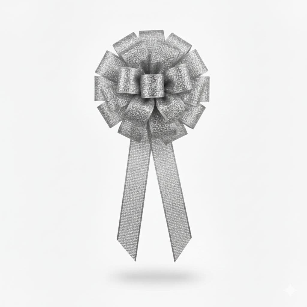 20 Loop Metallic Mesh Mix Bow Silver