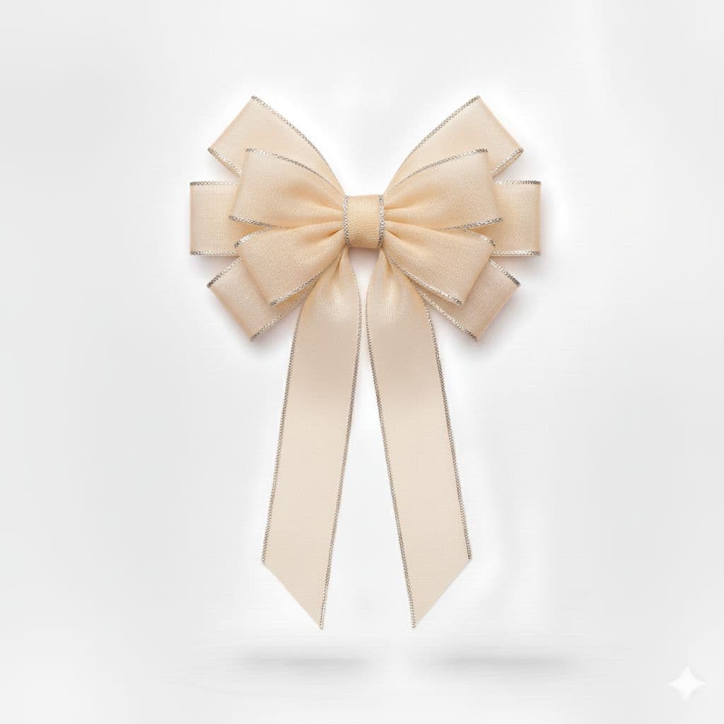10 Loop Organza Bow Champagne