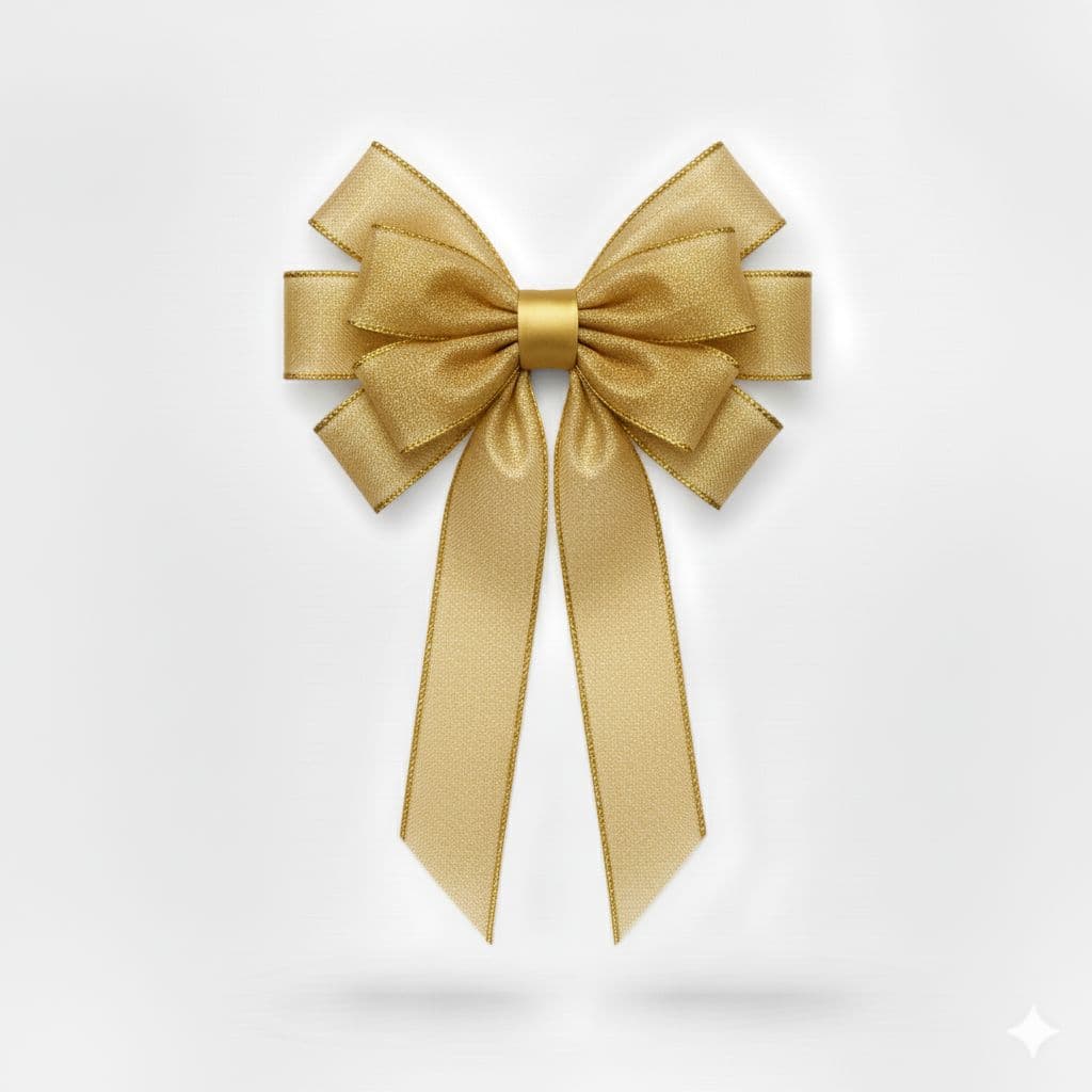 10 Loop Organza Bow Gold