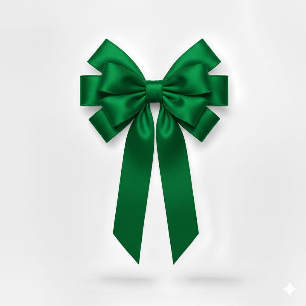 10 Loop Satin Bow Green