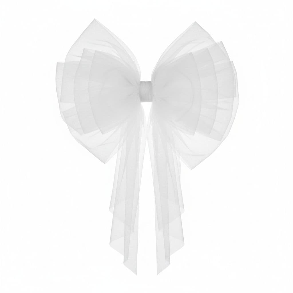 10 Loop Tulle Bow White