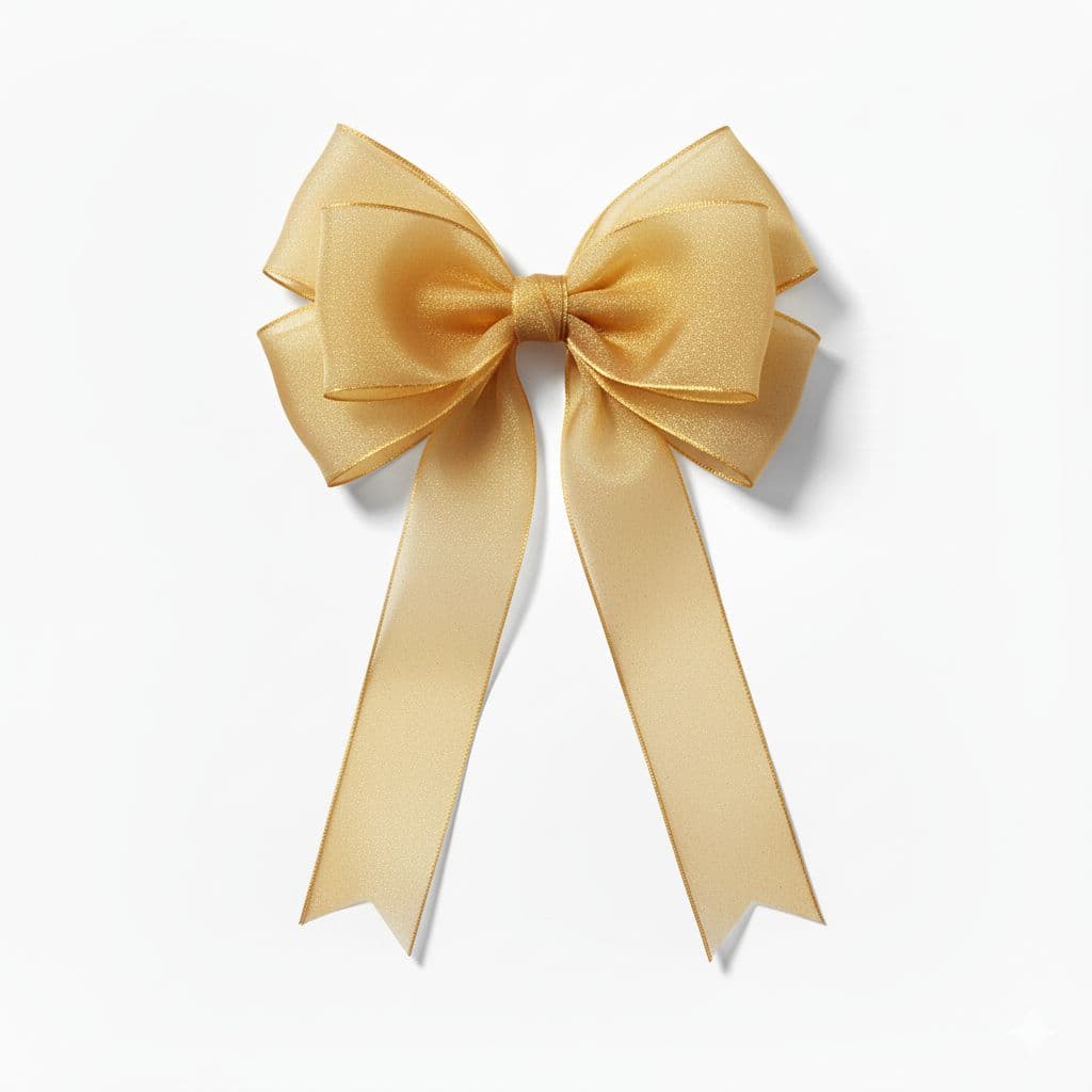 6 Loop Organza Bow Gold