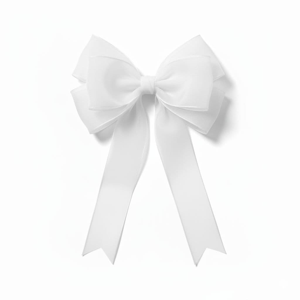 6 Loop Organza Bow White