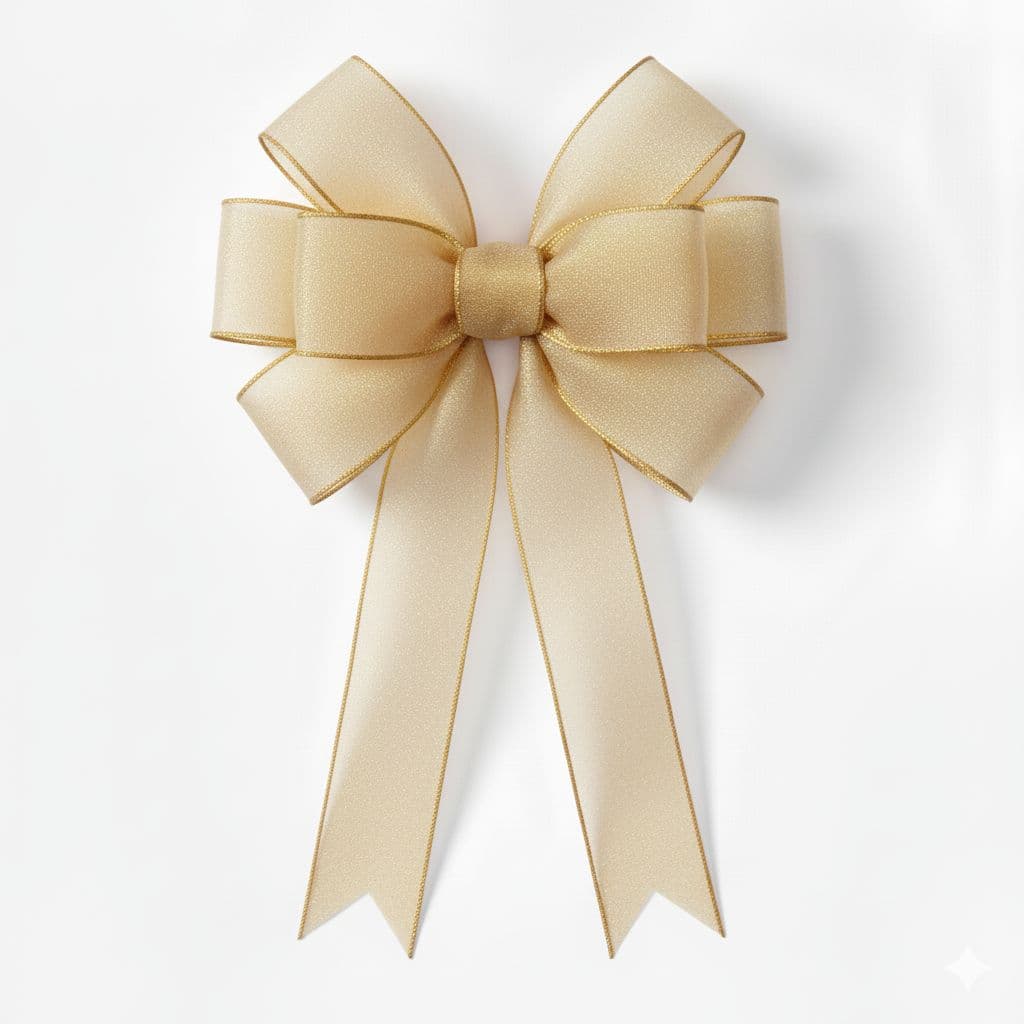 8 Loop Organza Bow Gold