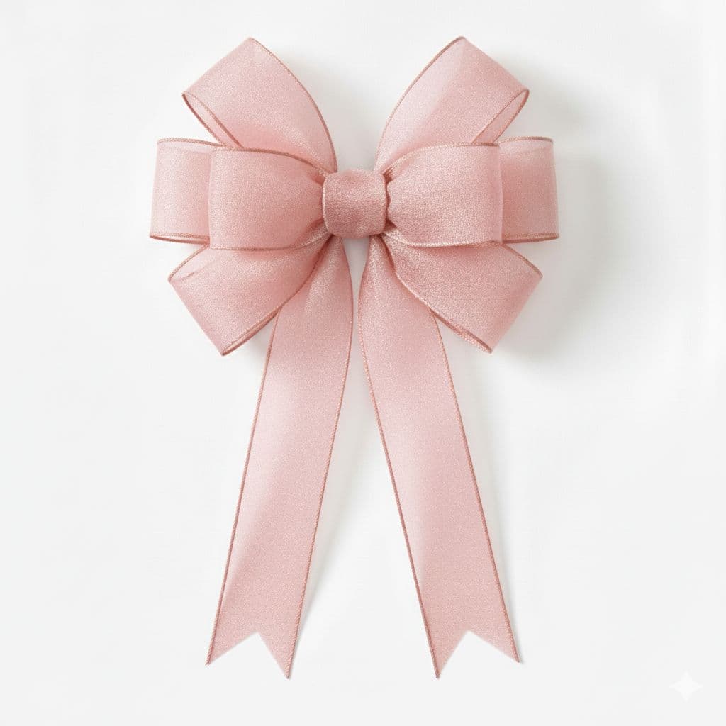 8 Loop Organza Bow Rose Gold