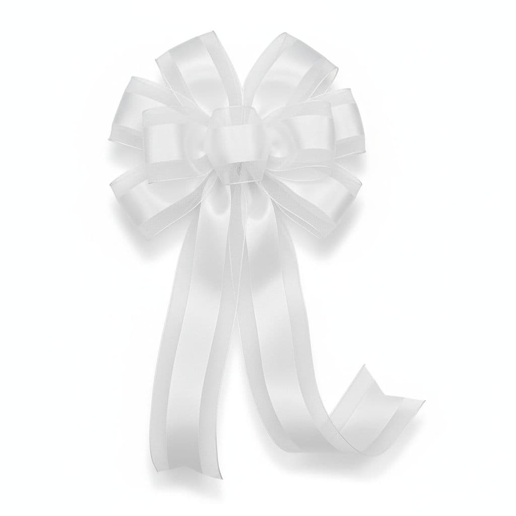 8 Loop Tulle Bow White