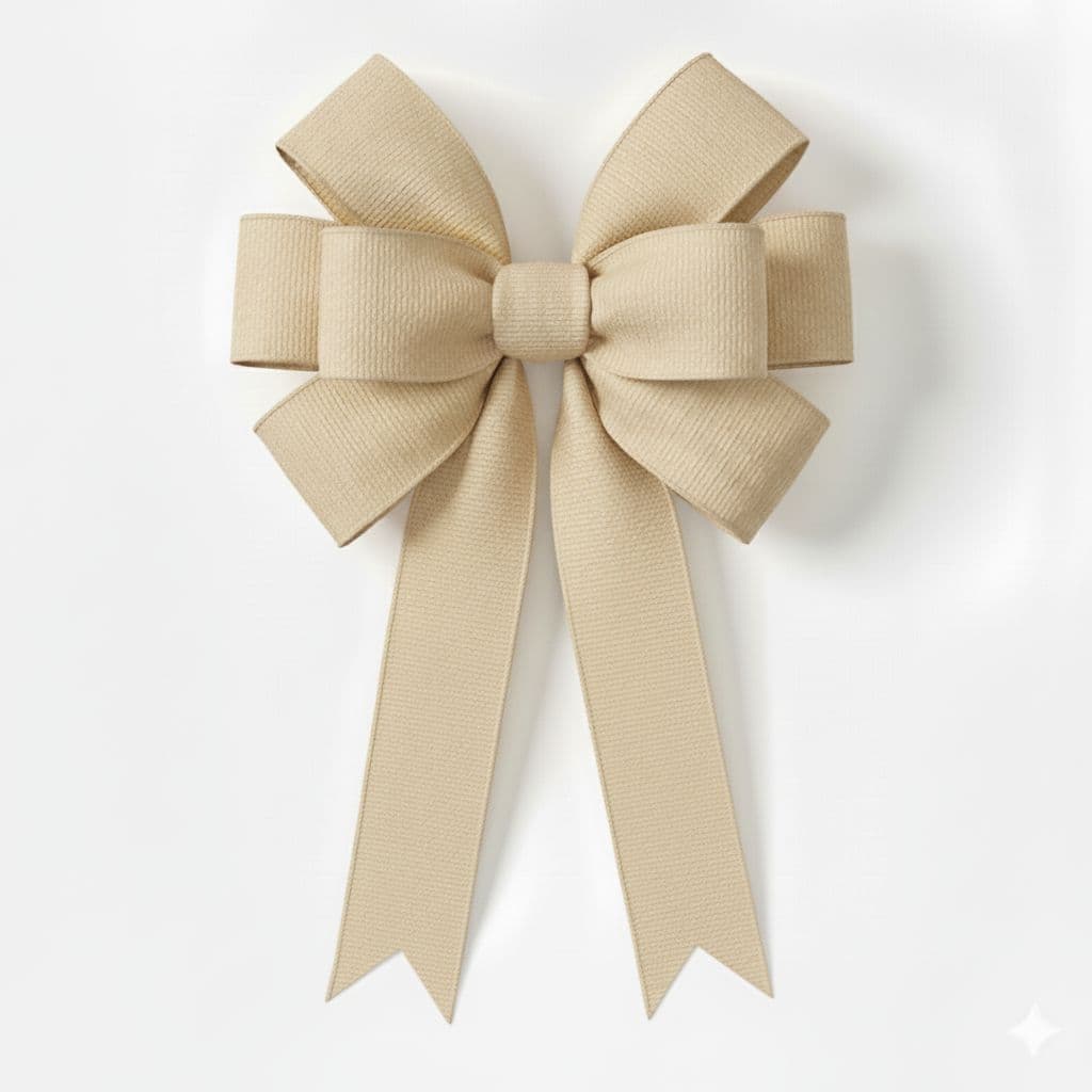 8 Loop Woven Bow Cream