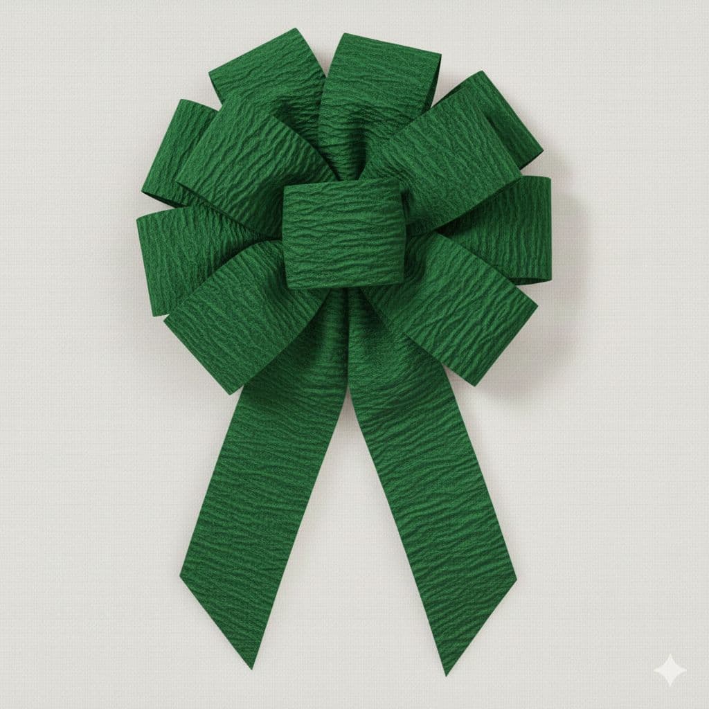 10 Loop Crinkle Ribbon Bow Green