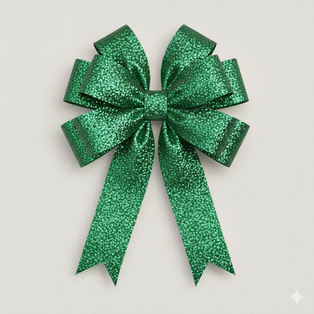 10 Loop Frosted Bow Green