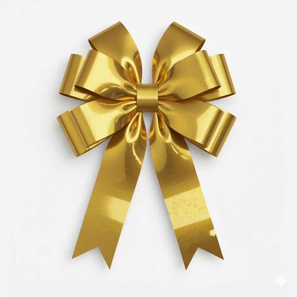 10 Loop Metallic Sheen Bow Gold