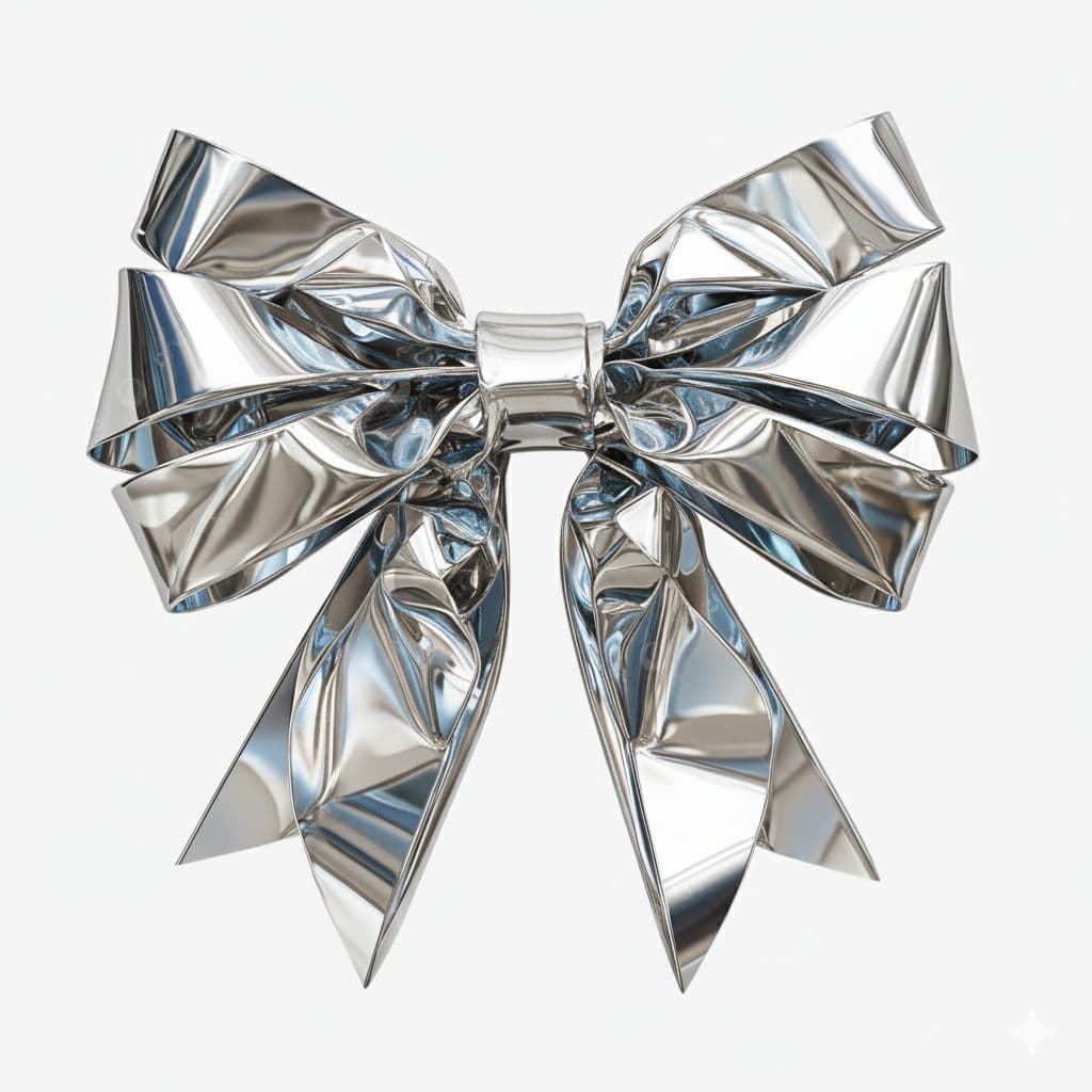 6 Loop Metallic Sheen Bow Silver