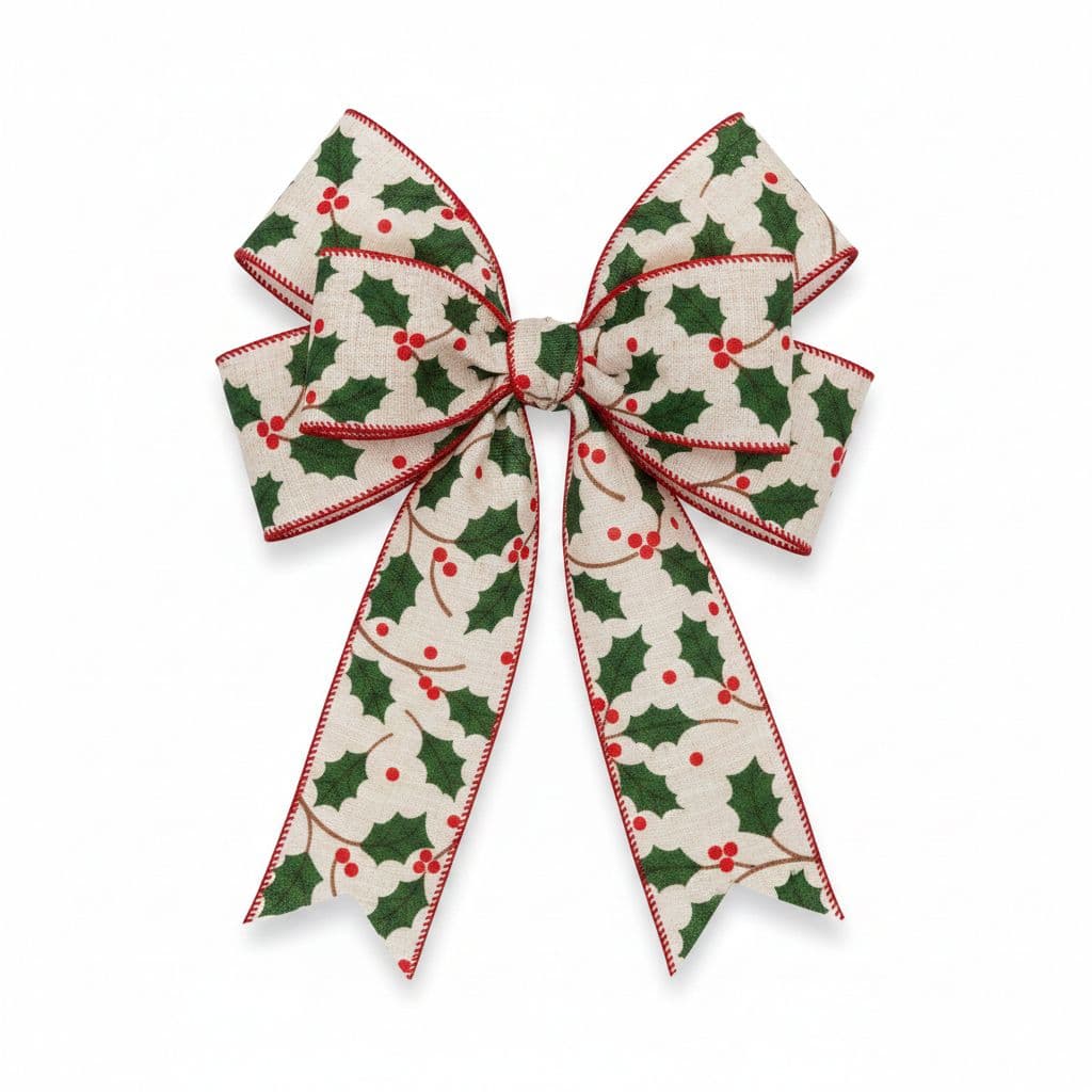 6 Loop Printed Ribbon Bow Candy Cane
