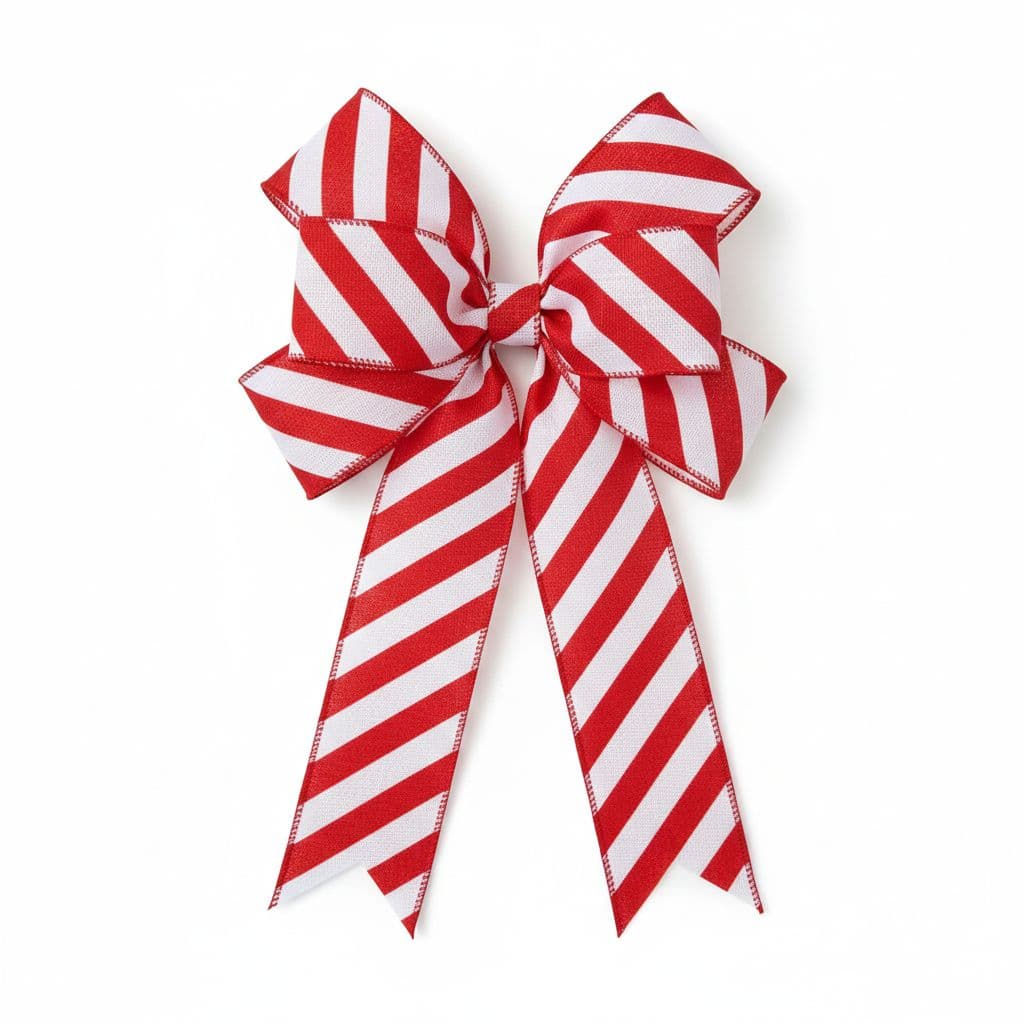 6 Loop Printed Ribbon Bow Holly Print