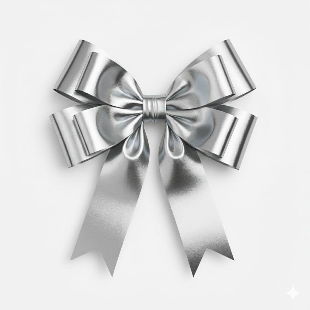 8 Loop Metallic Sheen Bow Silver