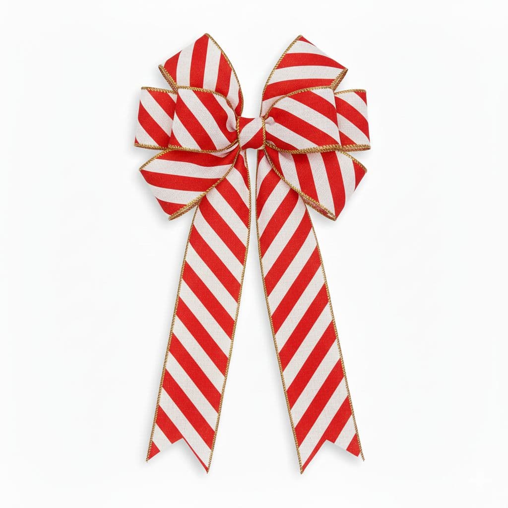 8 Loop Printed Ribbon Bow Candy Cane